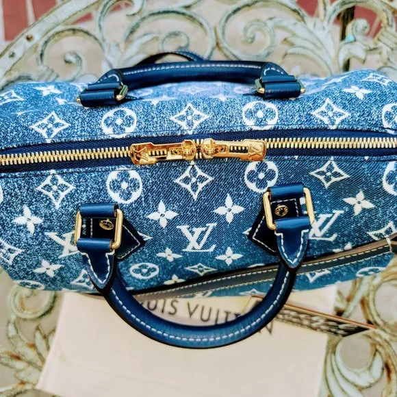 ❌❌ SOLD ❌❌ Monogram Jacquard Denim 25 Speedy Bandouliere Navy Blue - **RARE** - Picture 4 of 16